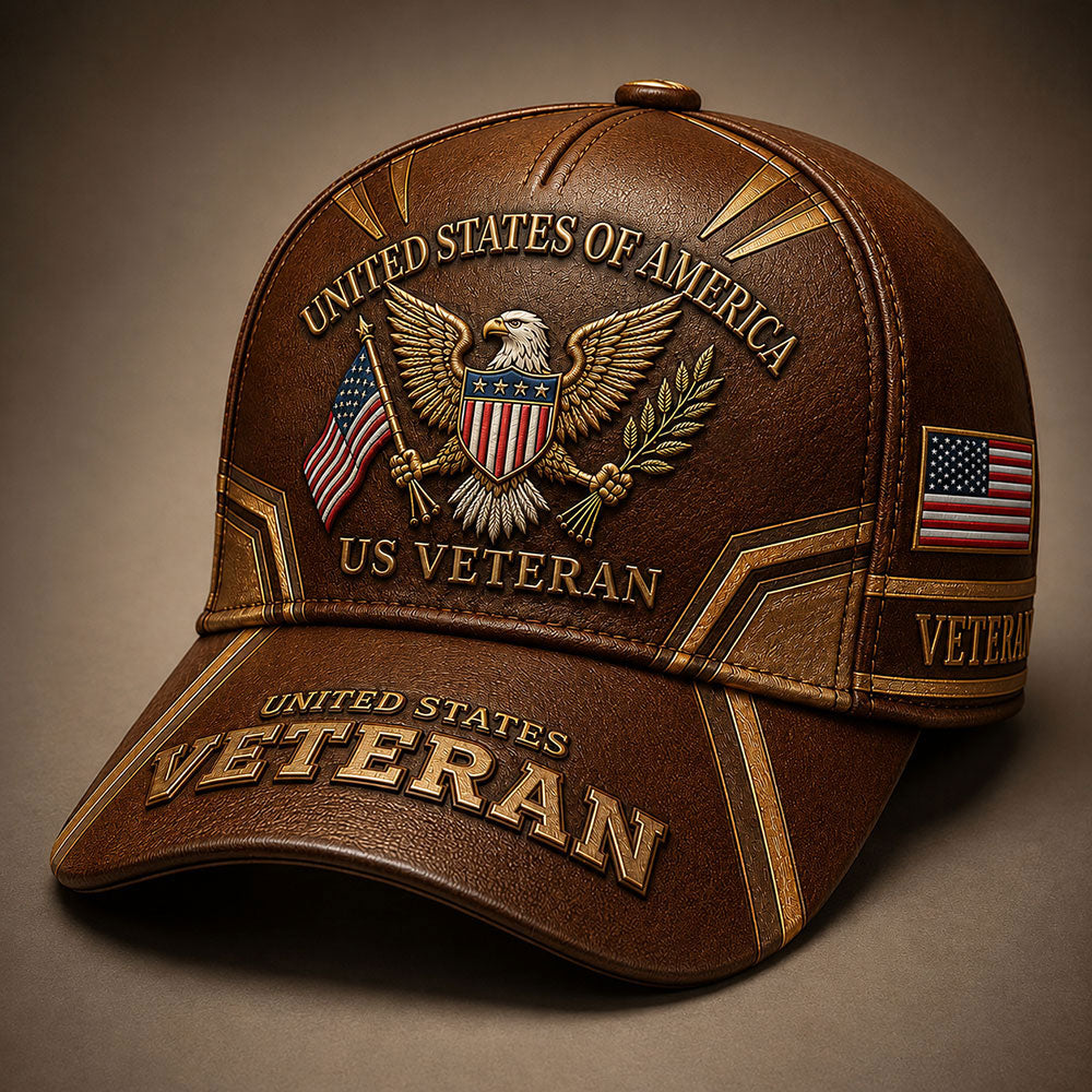 Personalized U.S. Veteran Eagle Cap – American Flag Patriotic Hat VTTHA00008