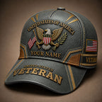 Personalized U.S. Veteran Eagle Cap – American Flag Patriotic Hat VTTHA00008