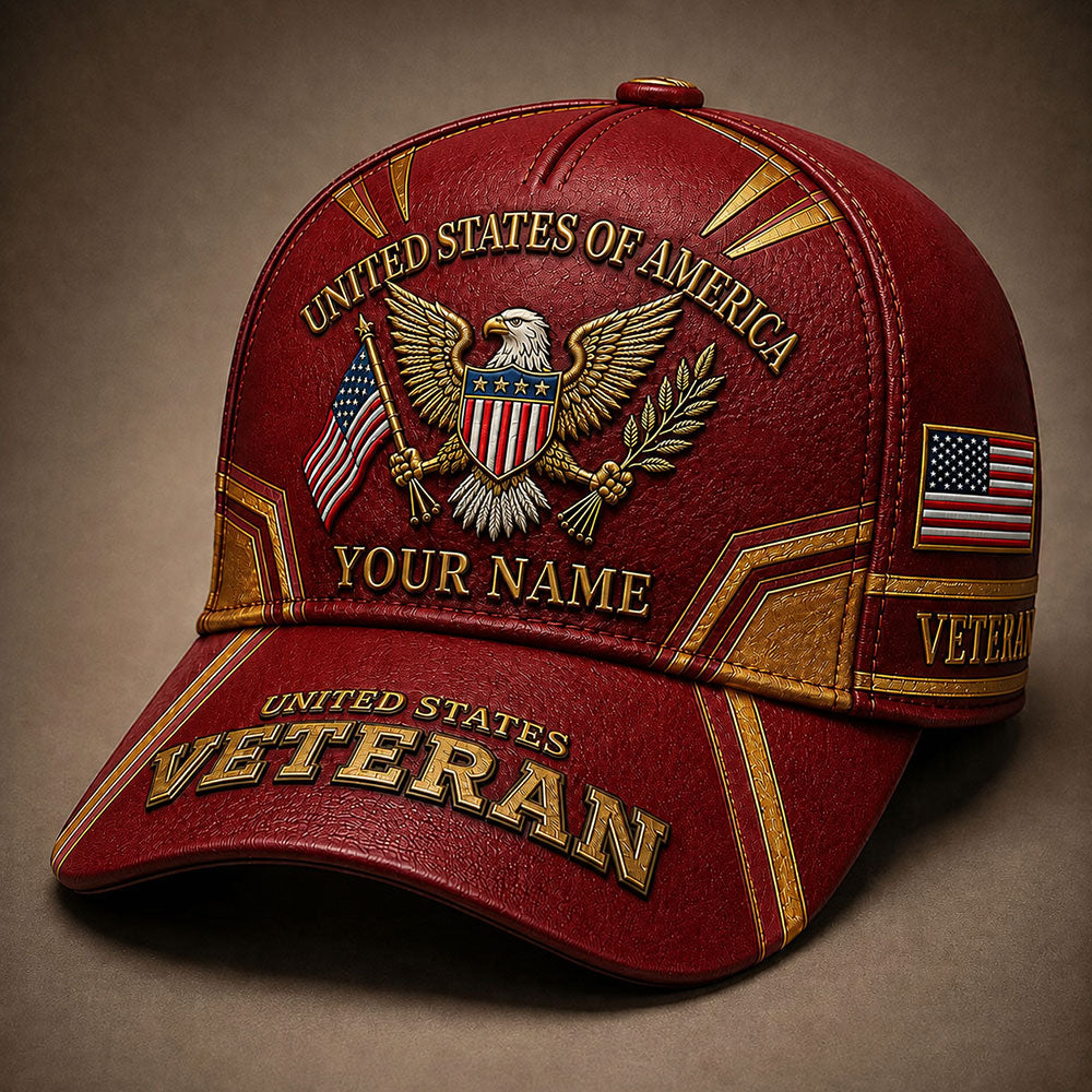 Personalized U.S. Veteran Eagle Cap – American Flag Patriotic Hat VTTHA00008