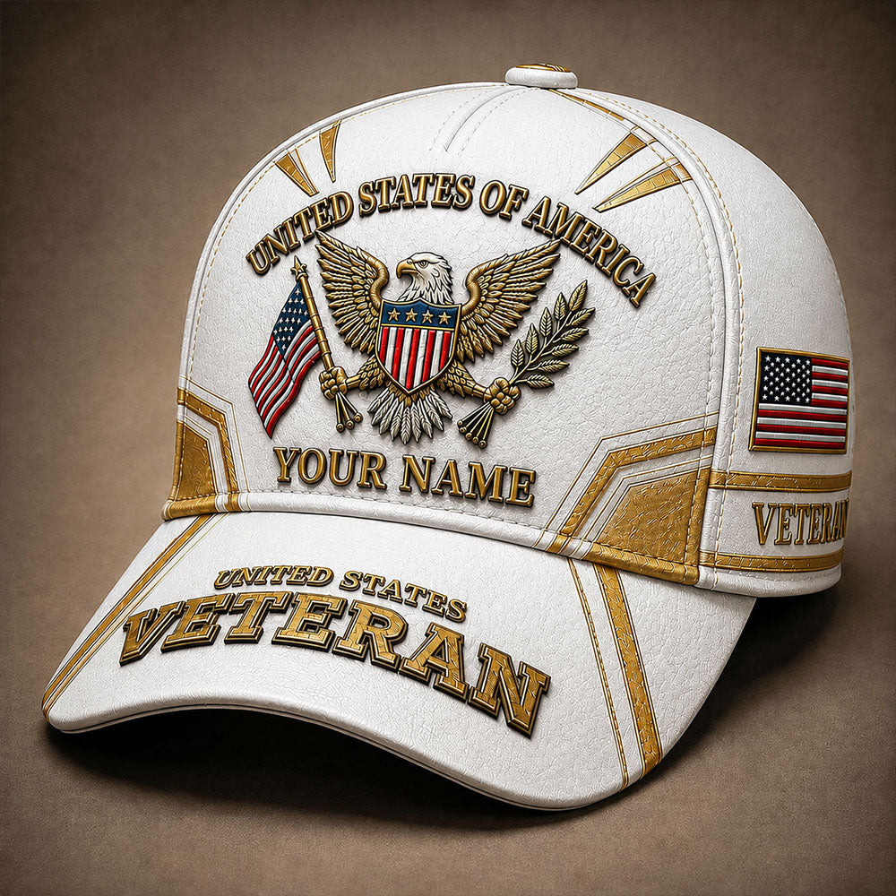 Personalized U.S. Veteran Eagle Cap – American Flag Patriotic Hat VTTHA00008