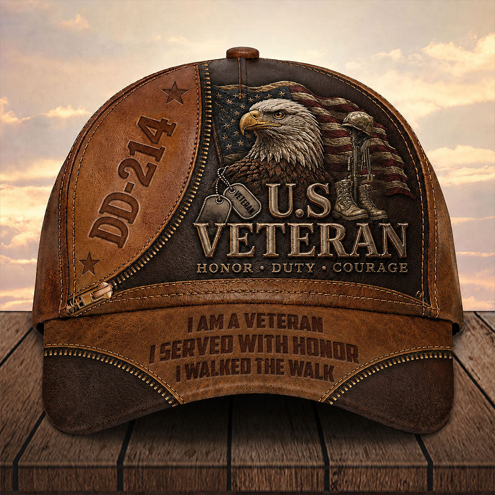 Personalized U.S. Veteran DD-214 Cap – American Eagle Patriotic Hat VTTHA00009