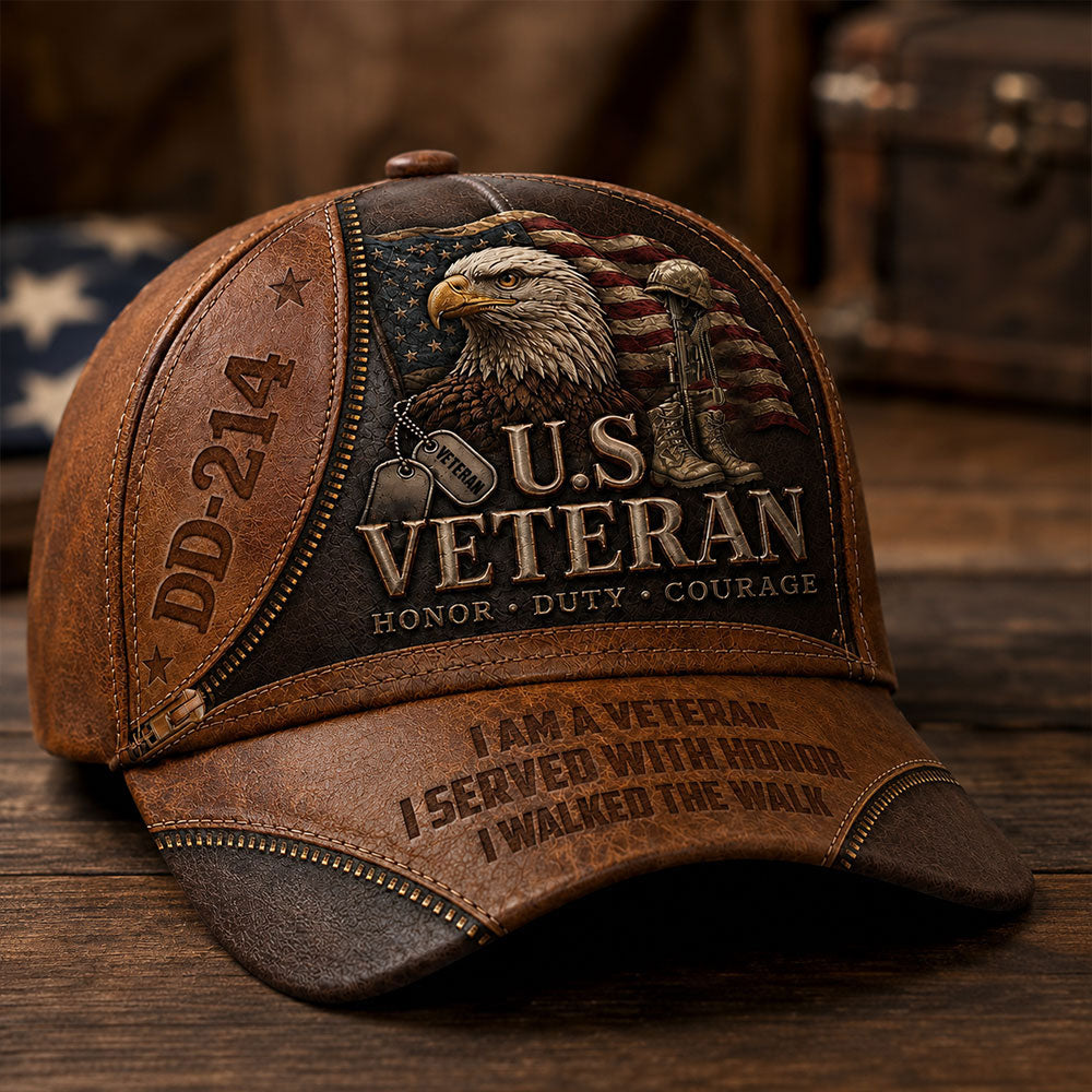 Personalized U.S. Veteran DD-214 Cap – American Eagle Patriotic Hat VTTHA00009