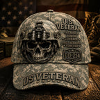 Personalized U.S. Veteran DD-214 Cap – Tactical Skull Military various camo textures Hat VTTHA00010
