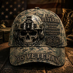 Personalized U.S. Veteran DD-214 Cap – Tactical Skull Military various camo textures Hat VTTHA00010