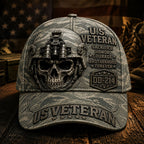Personalized U.S. Veteran DD-214 Cap – Tactical Skull Military various camo textures Hat VTTHA00010