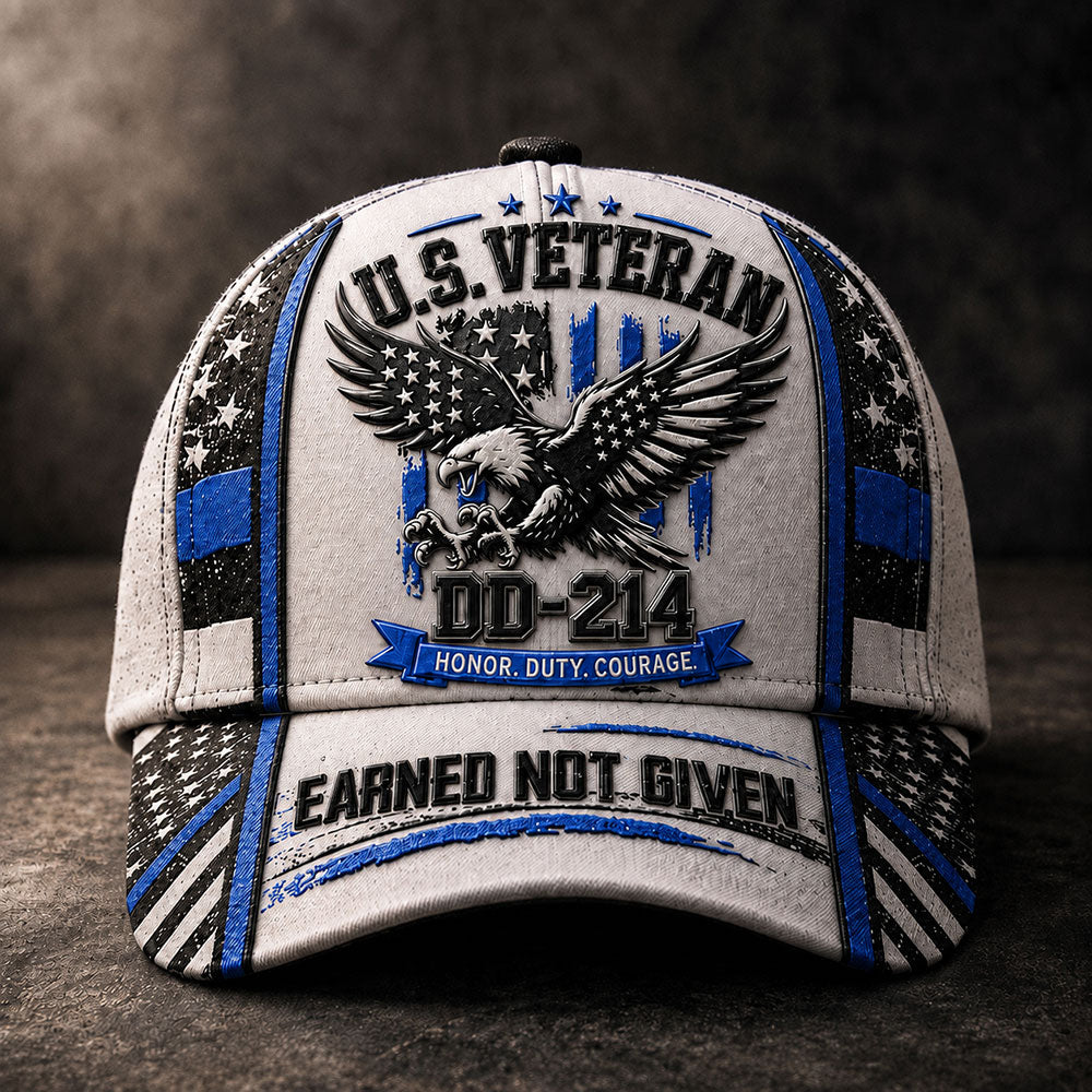Personalized U.S. Veteran DD-214 Cap – Earned Not Given Patriotic Hat VTTHA00011