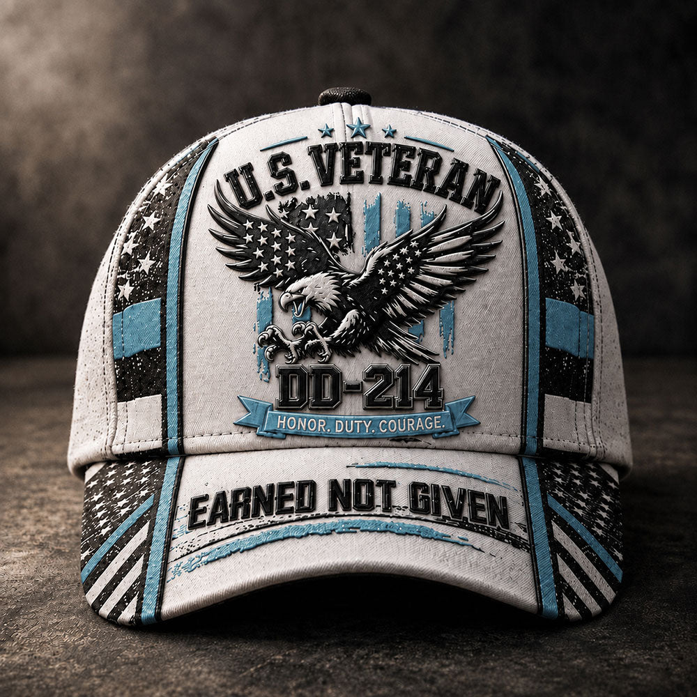 Personalized U.S. Veteran DD-214 Cap – Earned Not Given Patriotic Hat VTTHA00011
