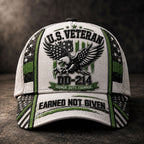 Personalized U.S. Veteran DD-214 Cap – Earned Not Given Patriotic Hat VTTHA00011