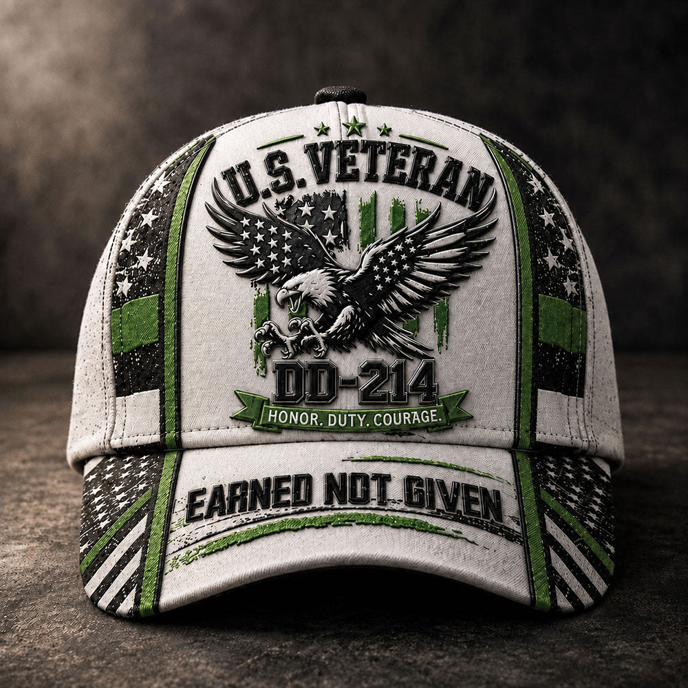 Personalized U.S. Veteran DD-214 Cap – Earned Not Given Patriotic Hat VTTHA00011