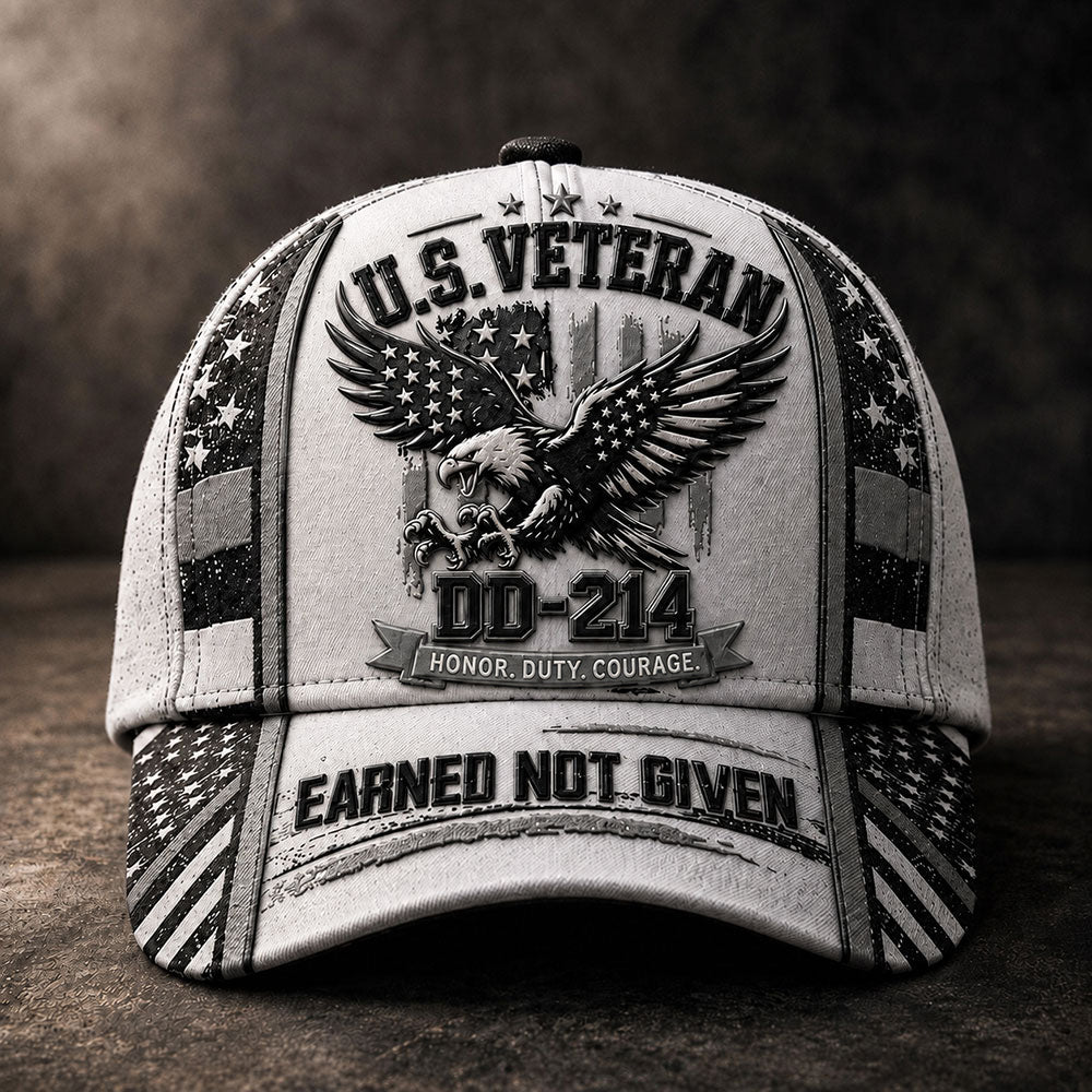 Personalized U.S. Veteran DD-214 Cap – Earned Not Given Patriotic Hat VTTHA00011