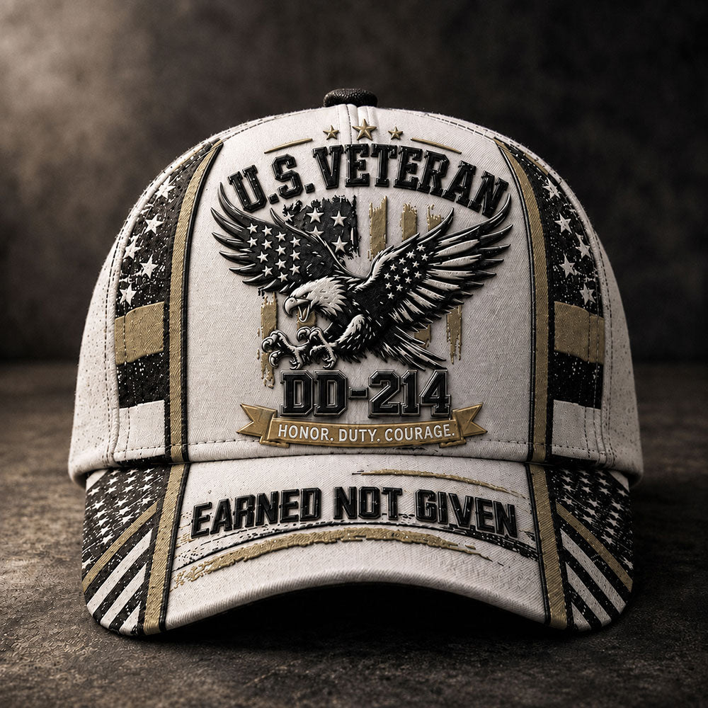 Personalized U.S. Veteran DD-214 Cap – Earned Not Given Patriotic Hat VTTHA00011