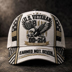 Personalized U.S. Veteran DD-214 Cap – Earned Not Given Patriotic Hat VTTHA00011