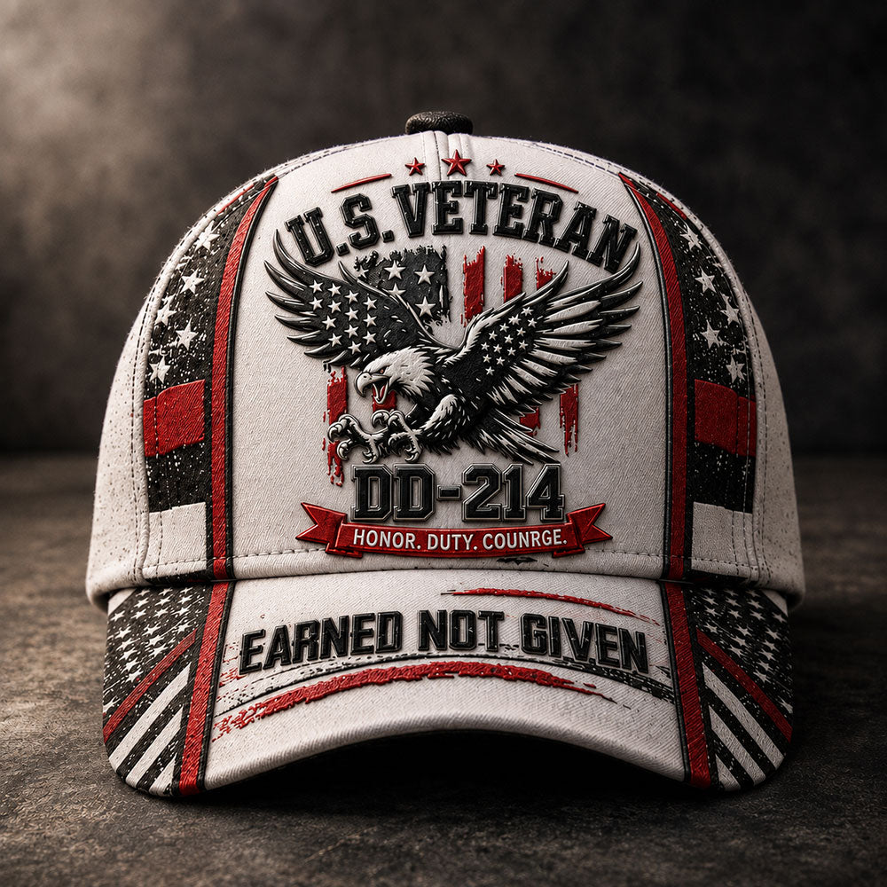 Personalized U.S. Veteran DD-214 Cap – Earned Not Given Patriotic Hat VTTHA00011