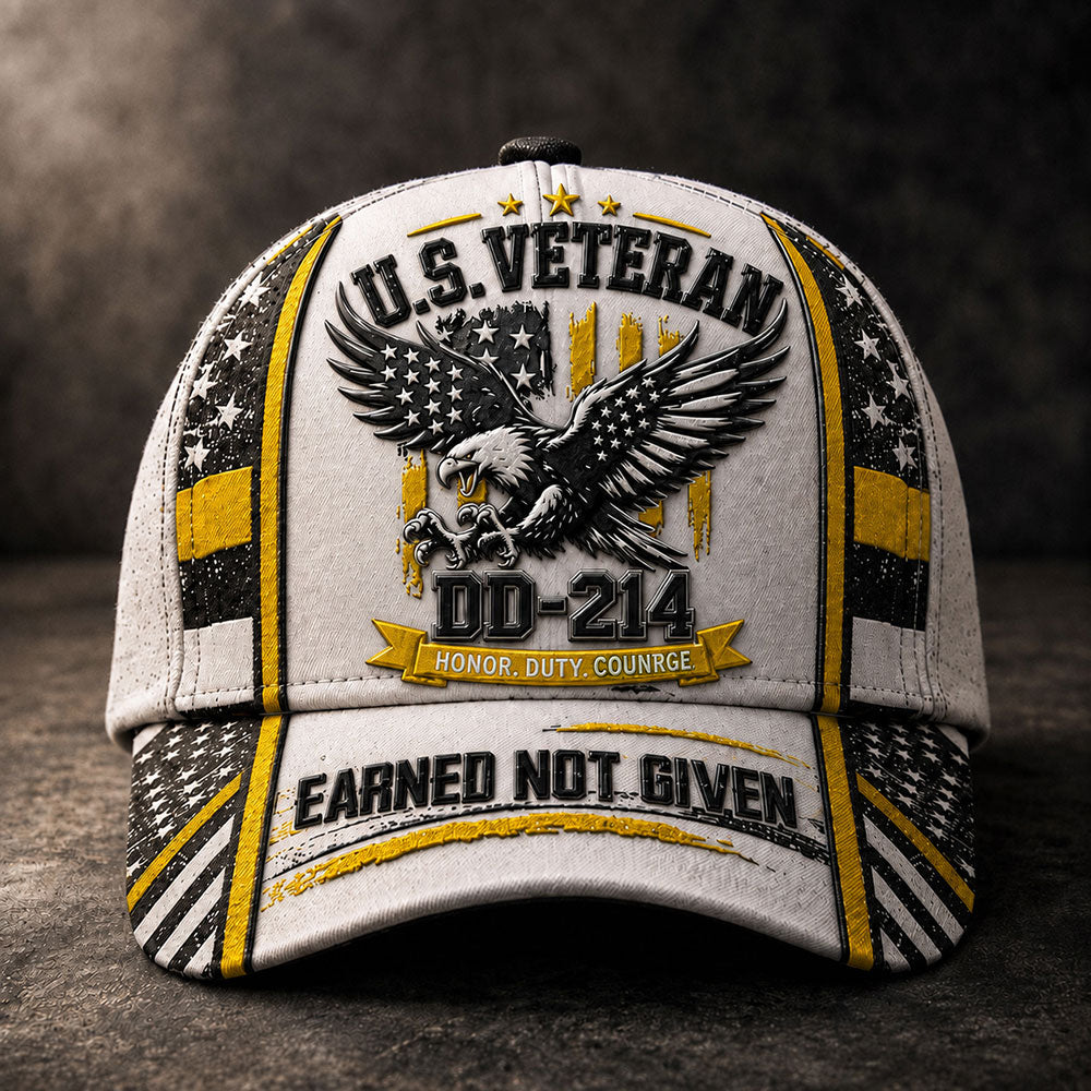 Personalized U.S. Veteran DD-214 Cap – Earned Not Given Patriotic Hat VTTHA00011