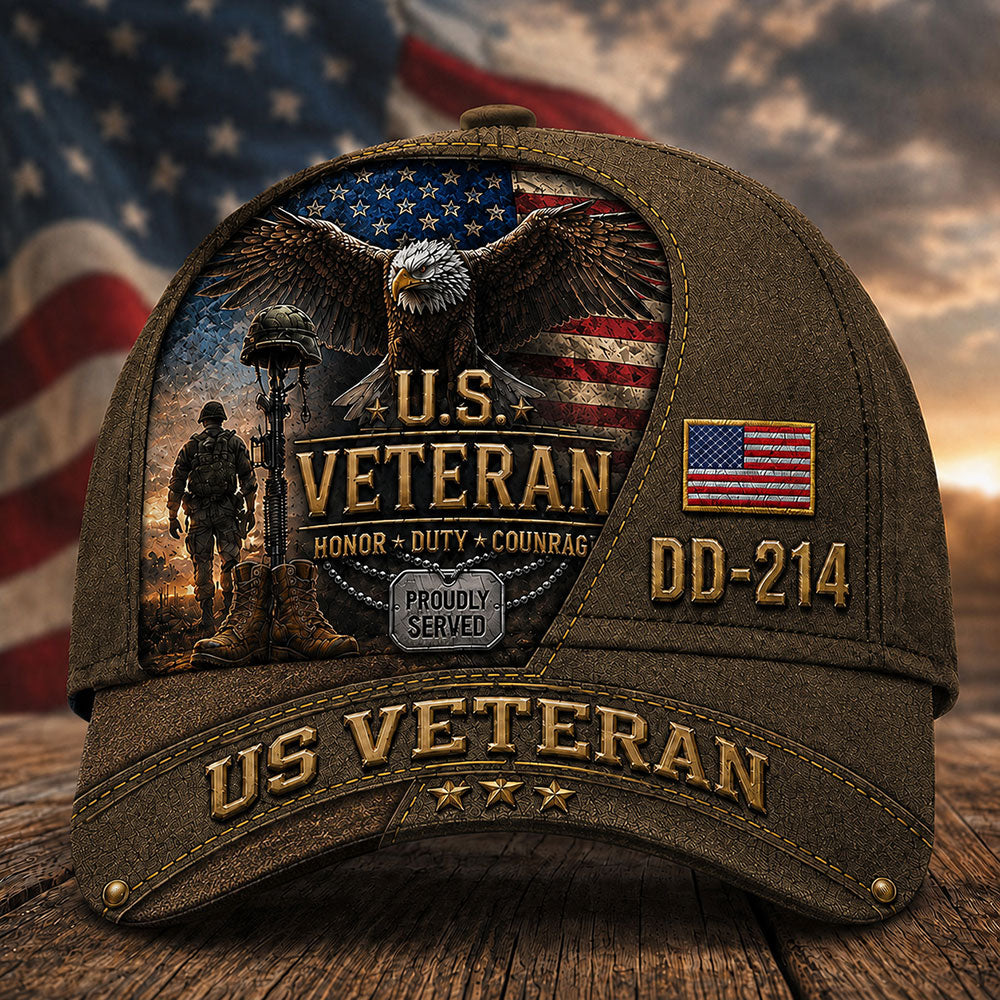 Personalized U.S. Veteran DD-214 Cap – Proudly Served Patriotic Hat VTTHA00013