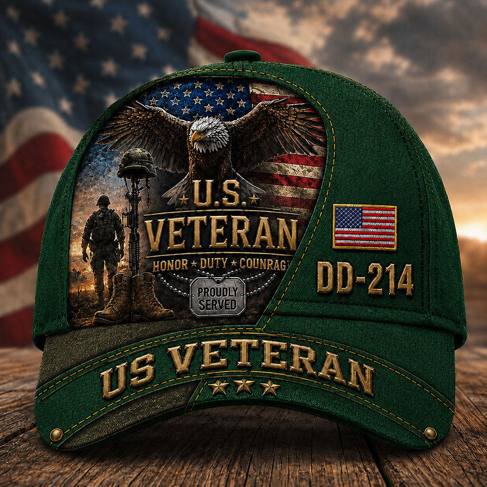 Personalized U.S. Veteran DD-214 Cap – Proudly Served Patriotic Hat VTTHA00013