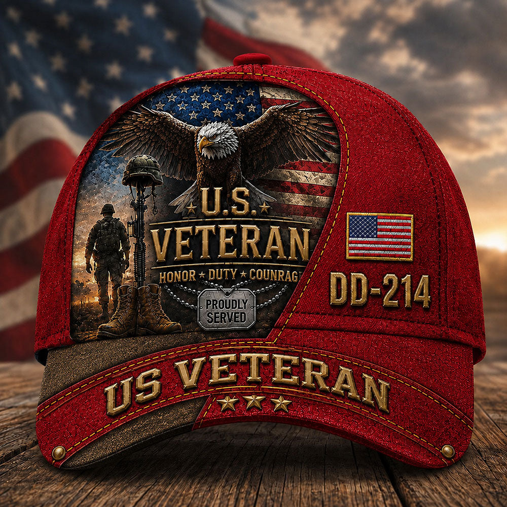 Personalized U.S. Veteran DD-214 Cap – Proudly Served Patriotic Hat VTTHA00013