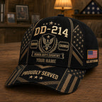 Personalized U.S. Veteran DD-214 Cap – Proudly Served Patriotic Hat VTTHA00015