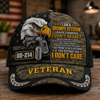 Personalized Grumpy U.S. Veteran DD-214 Cap – Patriotic Eagle Hat VTTHA00016