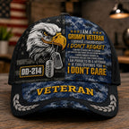 Personalized Grumpy U.S. Veteran DD-214 Cap – Patriotic Eagle Hat VTTHA00016
