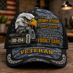 Personalized Grumpy U.S. Veteran DD-214 Cap – Patriotic Eagle Hat VTTHA00016