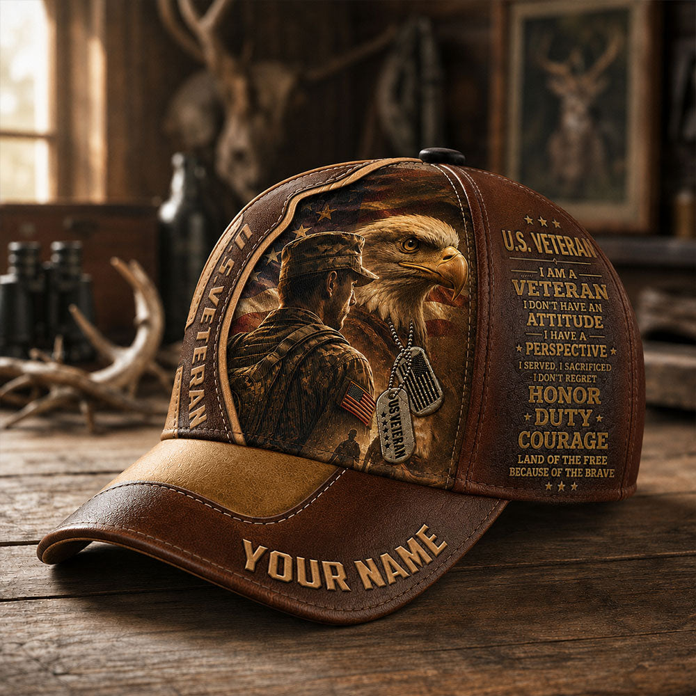 Personalized U.S. Veteran Cap – Patriotic Bald Eagle Hat VTTHA00018