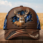Personalized Whitetail Deer Hunting Cap – American Flag Camo Hat VTTHA00020