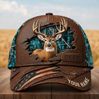 Personalized Whitetail Deer Hunting Cap – American Flag Camo Hat VTTHA00020