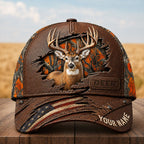 Personalized Whitetail Deer Hunting Cap – American Flag Camo Hat VTTHA00020