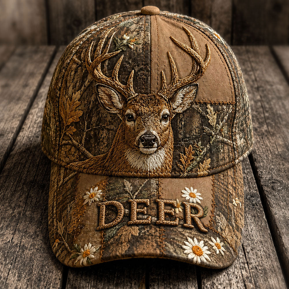 Whitetail Deer Camo Cap – Personalized Rustic Deer Hat VTTHA00028
