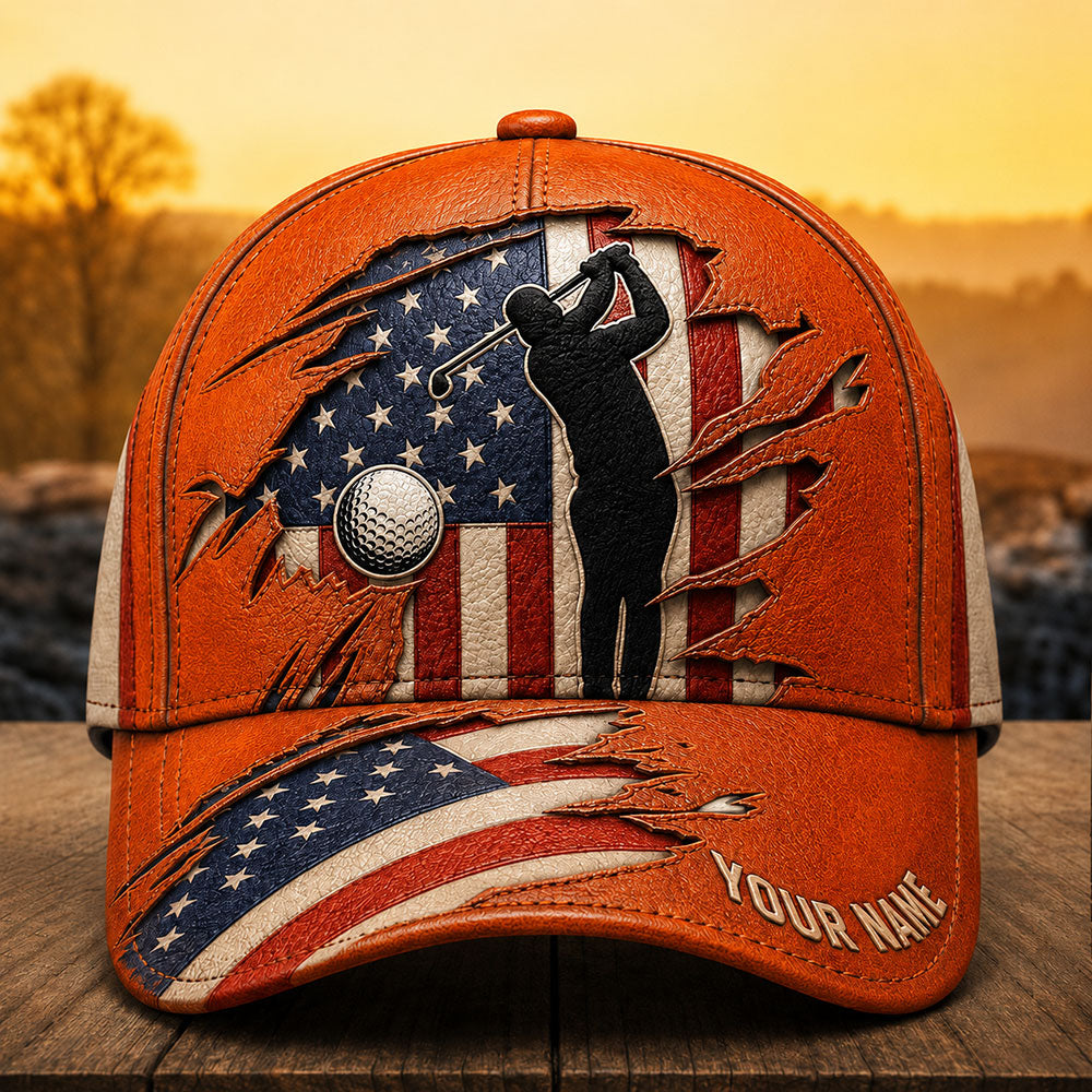 Personalized USA Golf Cap – Patriotic Gift for Golfers VTTHA00031