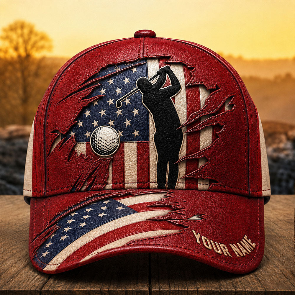 Personalized USA Golf Cap – Patriotic Gift for Golfers VTTHA00031
