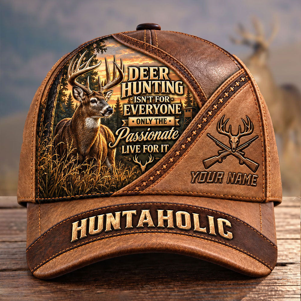 Huntaholic – Personalized Whitetail Deer Hunting Cap VTTHA00037