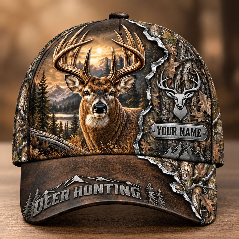 Custom Whitetail Hunter Cap – Personalized Deer Hunting Hat VTTHA00039