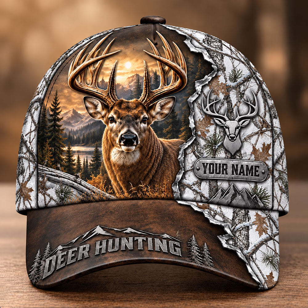 Custom Whitetail Hunter Cap – Personalized Deer Hunting Hat VTTHA00039