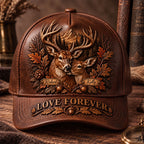 Love Forever Deer Couple Hat – Personalized Buck & Doe Cap VTTHA00048