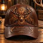 Faith in God, Freedom in the Wild – Personalized Deer Hunting Cap VTTHA00049