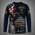 Personalized U.S. Veteran DD-214  – I Served, I Sacrificed, I Regret Nothing VTTHB00003