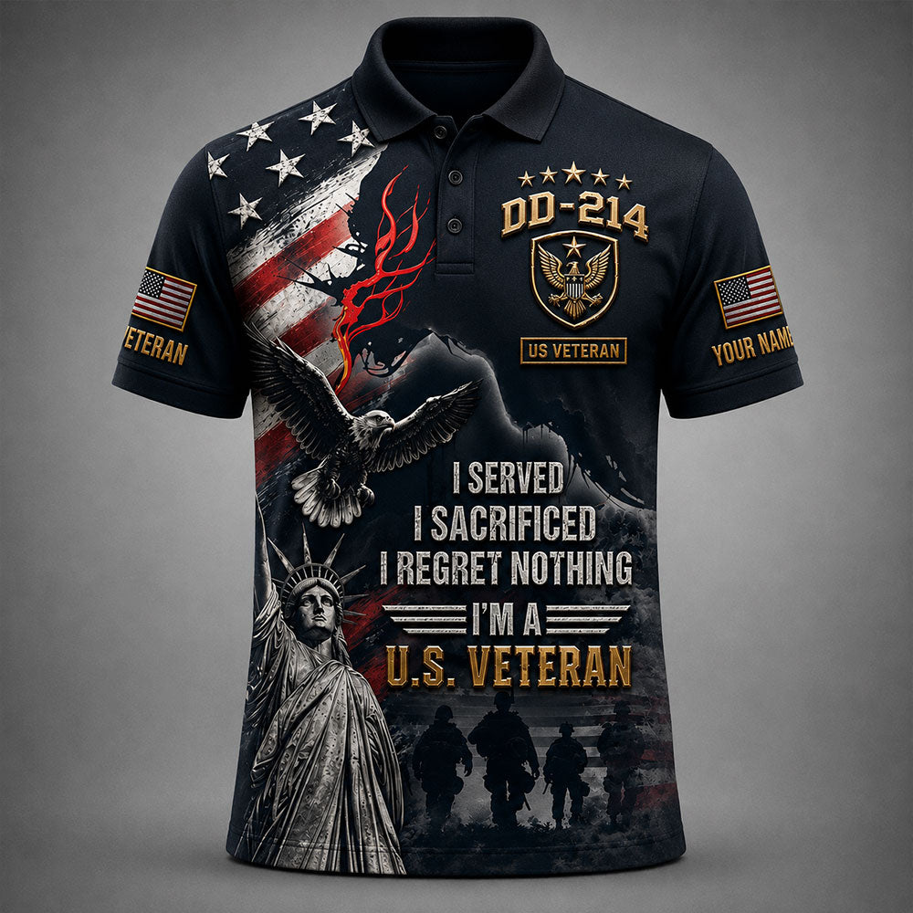 Personalized U.S. Veteran DD-214  – I Served, I Sacrificed, I Regret Nothing VTTHB00003