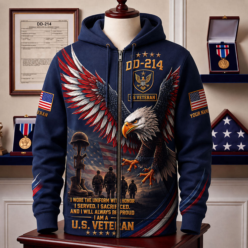 Personalized U.S. Veteran DD-214 – Bald Eagle Patriotic Military VTTHB00006