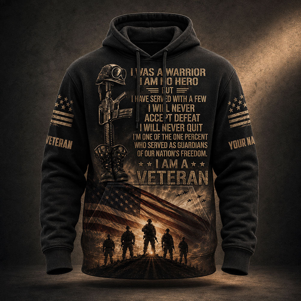 Personalized U.S. Veteran Warrior – I Will Never Quit Patriotic VTTHB00007