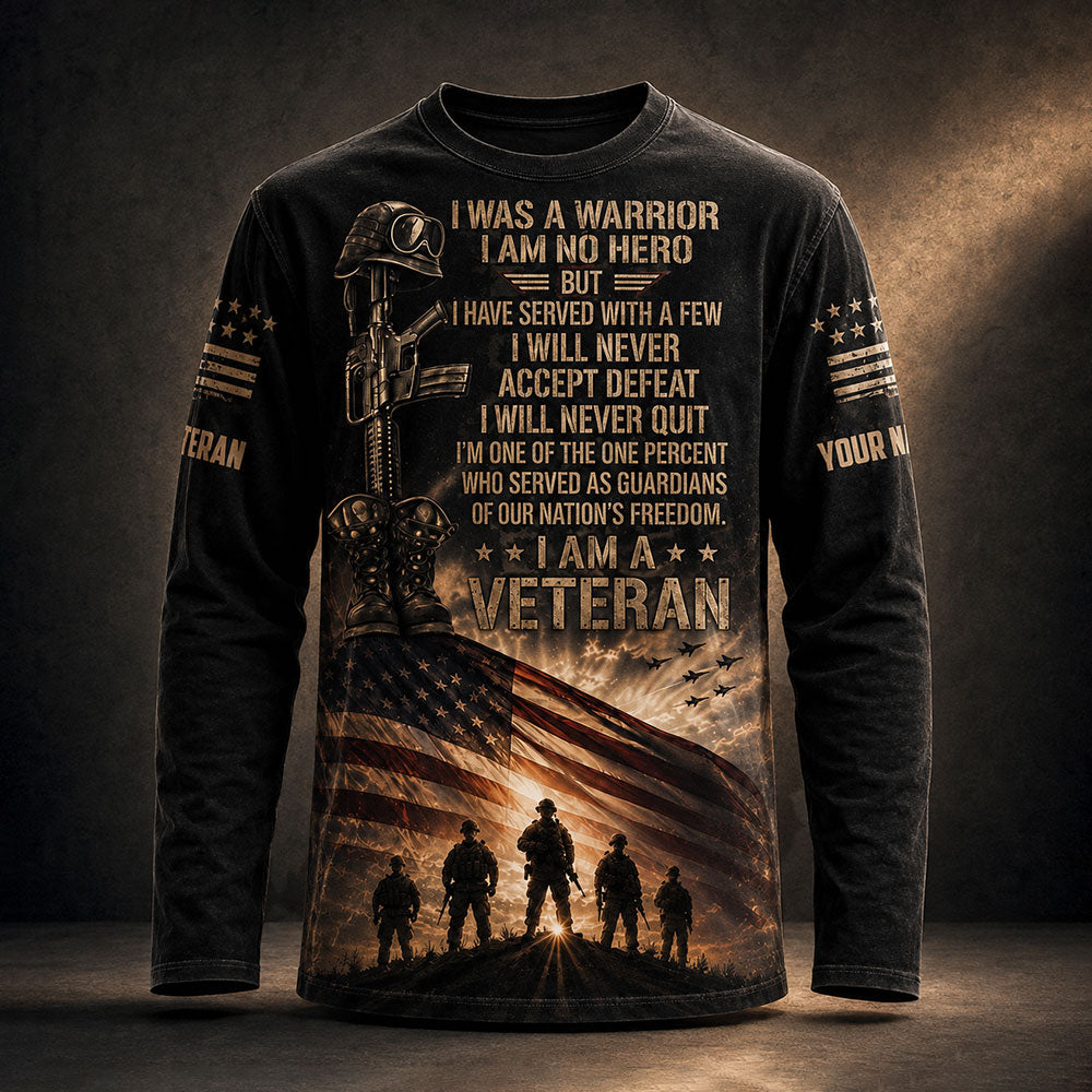 Personalized U.S. Veteran Warrior – I Will Never Quit Patriotic VTTHB00007