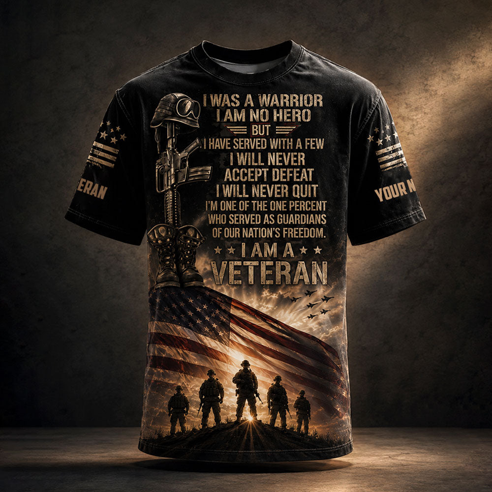 Personalized U.S. Veteran Warrior – I Will Never Quit Patriotic VTTHB00007