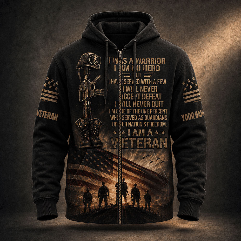 Personalized U.S. Veteran Warrior – I Will Never Quit Patriotic VTTHB00007