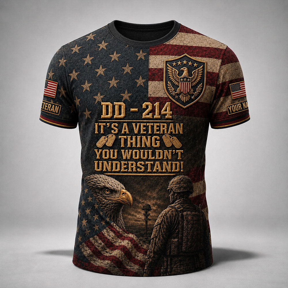 Personalized U.S. Veteran DD-214 T-Shirt – It’s a Veteran Thing VTTHB00012