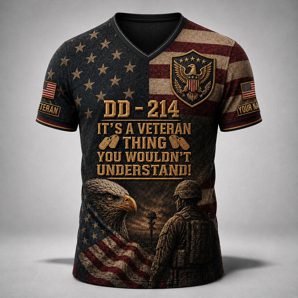 Personalized U.S. Veteran DD-214 T-Shirt – It’s a Veteran Thing VTTHB00012
