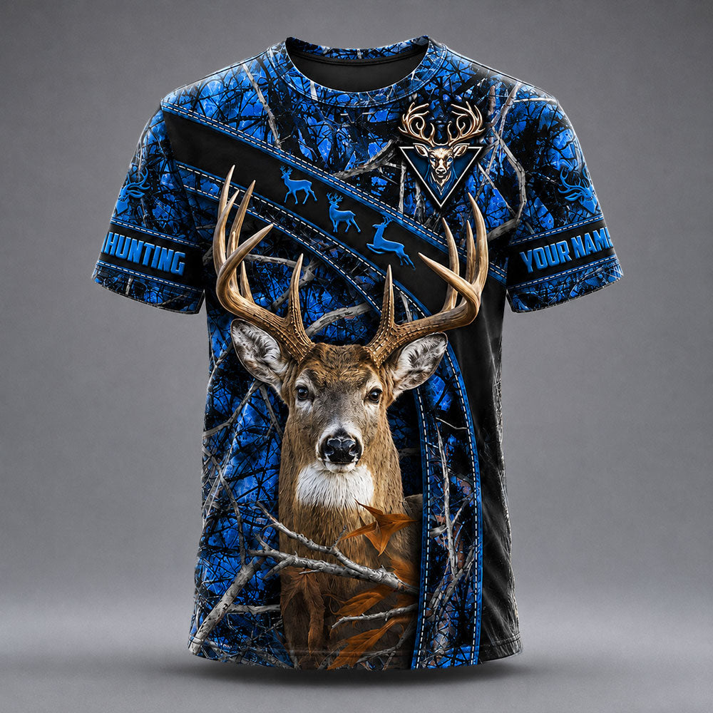 Personalized Whitetail Deer Hunting T-Shirt – Multicolor Camo Hunter Shirt VTTHB00013