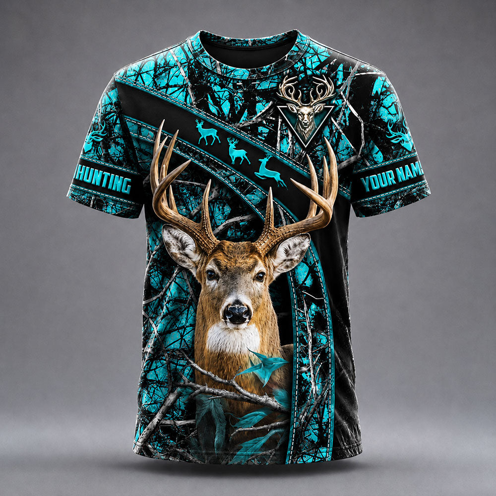 Personalized Whitetail Deer Hunting T-Shirt – Multicolor Camo Hunter Shirt VTTHB00013