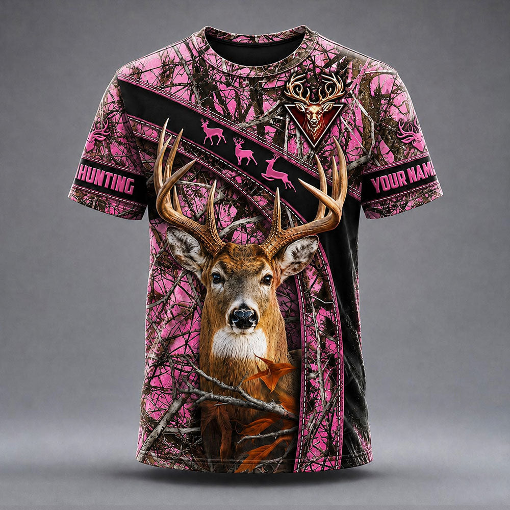 Personalized Whitetail Deer Hunting T-Shirt – Multicolor Camo Hunter Shirt VTTHB00013