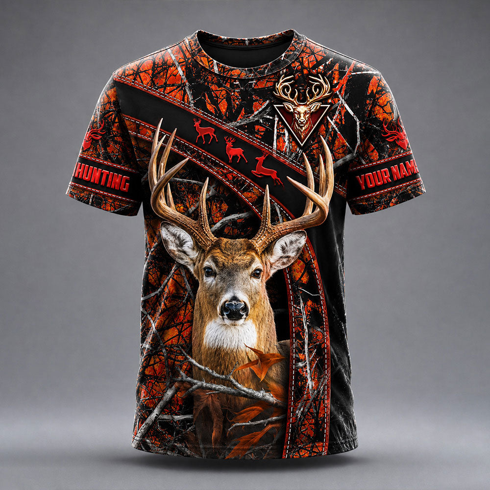 Personalized Whitetail Deer Hunting T-Shirt – Multicolor Camo Hunter Shirt VTTHB00013